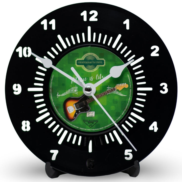 Yesterdays Vinyl Guitar Music Is Life Desk Clock 18cm 3385005 1