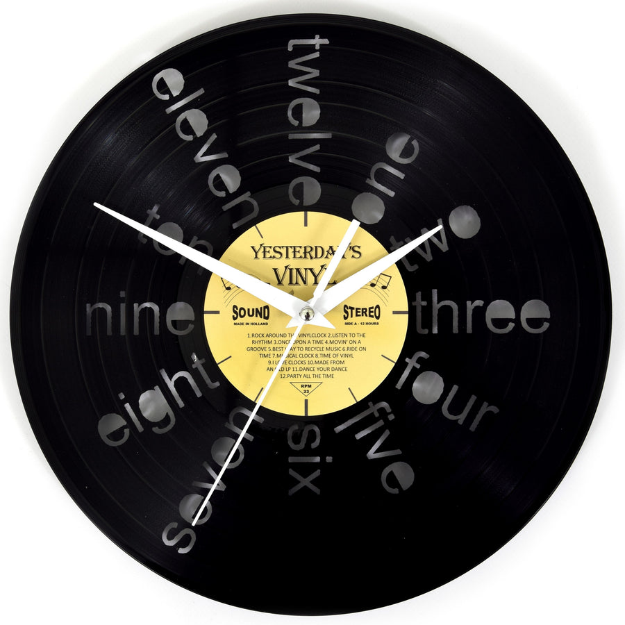 Yesterdays Vinyl Written Numbers Wall Clock 30cm 3316005 1