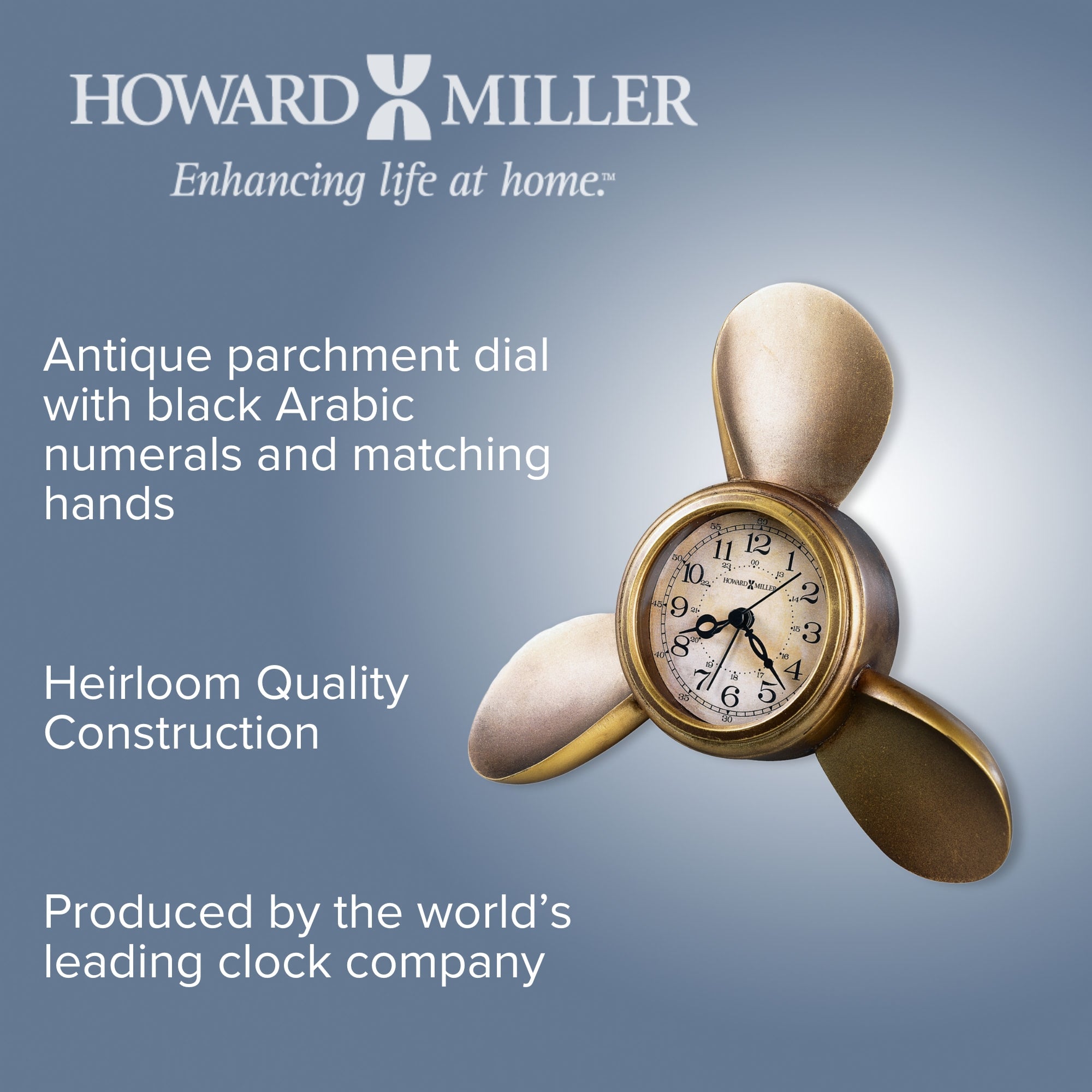 Howard Miller Nautical Analog Metal Quartz Tabletop Clock with