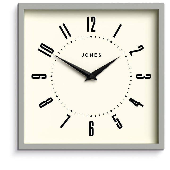 Jones Box Square Wall Clock Numbers Grey 25cm NGJBOX219PGY 1