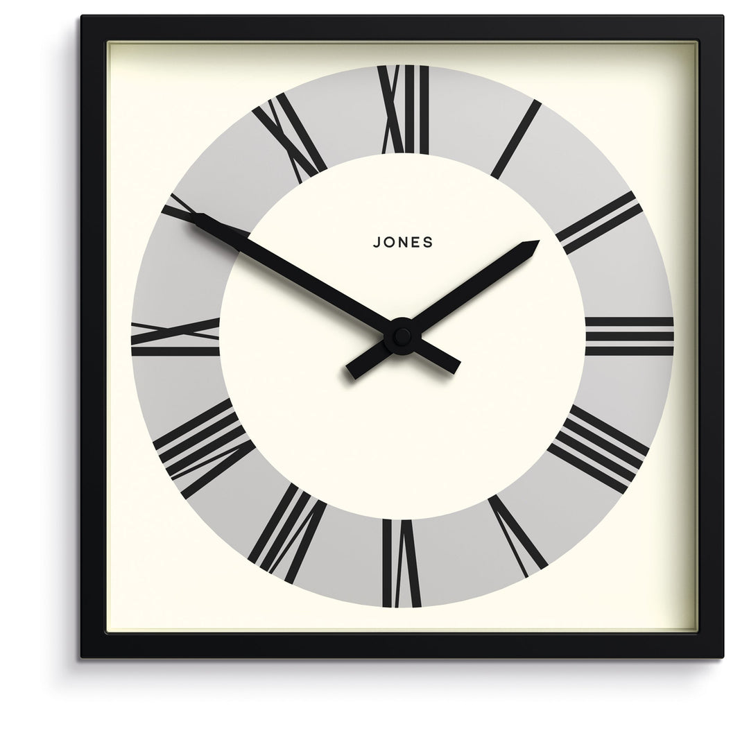 Jones Box Square Wall Clock Roman Black 25cm NGJBOX230K 1