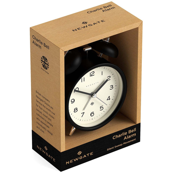 Newgate Charlie Bell Echo Alarm Clock Matte Black 14cm NGCBM134K 4