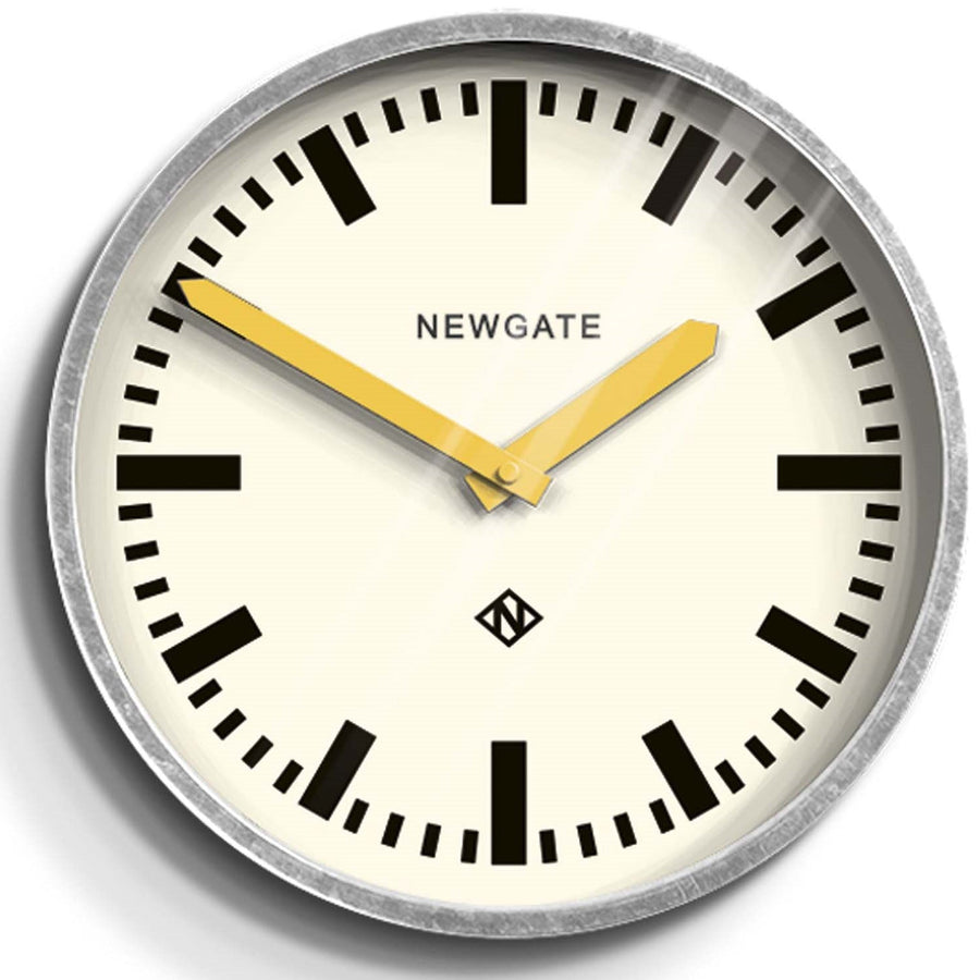 Newgate Luggage Wall Clock Galvanised Yellow Hands 30cm NGLUGG667GALCY 1