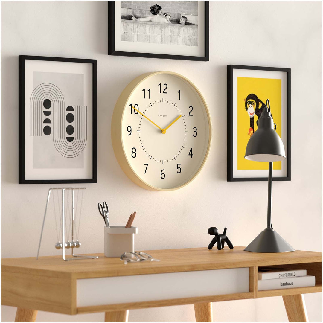 JONES CLOCKS® The Mustard Wall Clock - Analog Wall Clock - Retro Clock -  Kitchen Wall Clocks - Easy to Read Dial - Square Wall Clock - British  Design