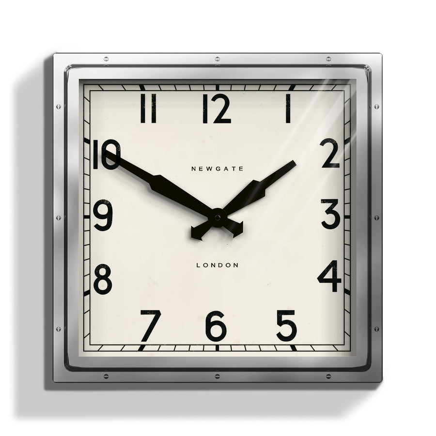 Newgate Quad Square Stainless Steel Wall Clock 40cm NGQUAD42CH 1