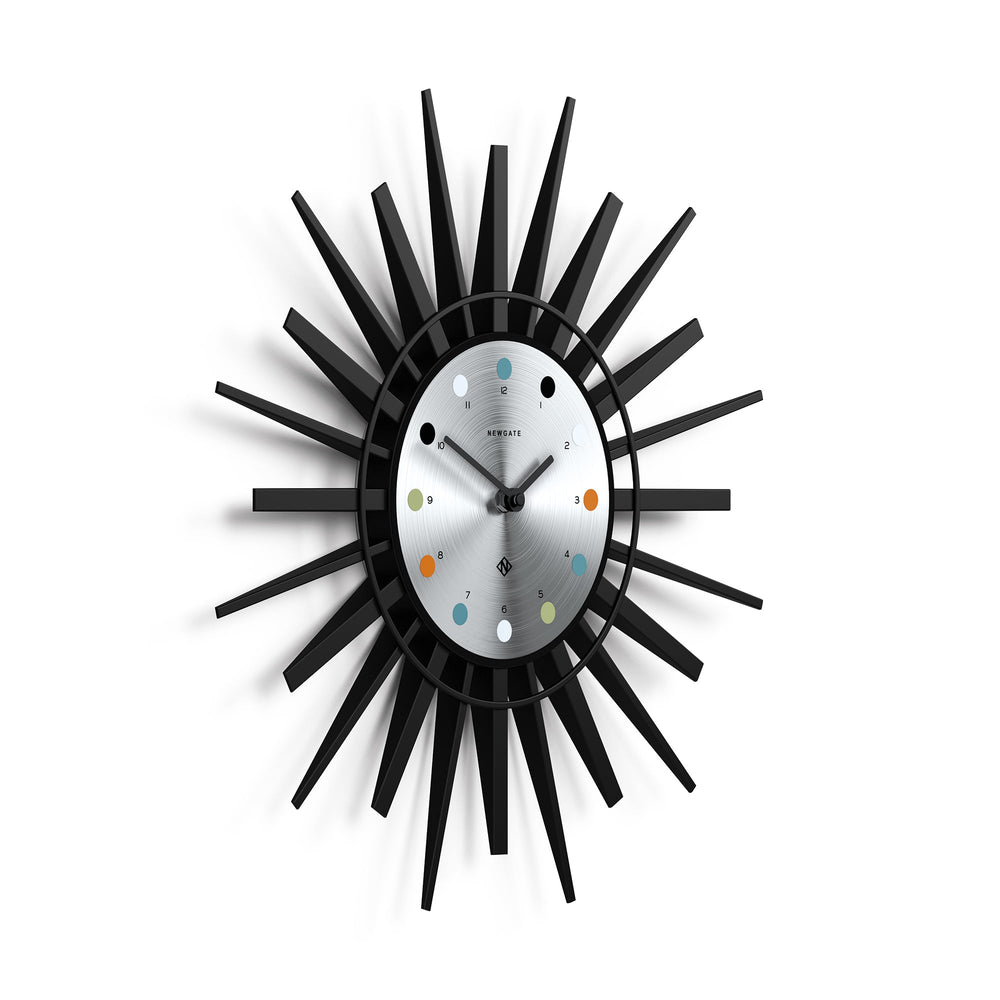 Newgate Stingray Black Sunburst Wall Clock Silver Dial 44cm NGSTING316K 2