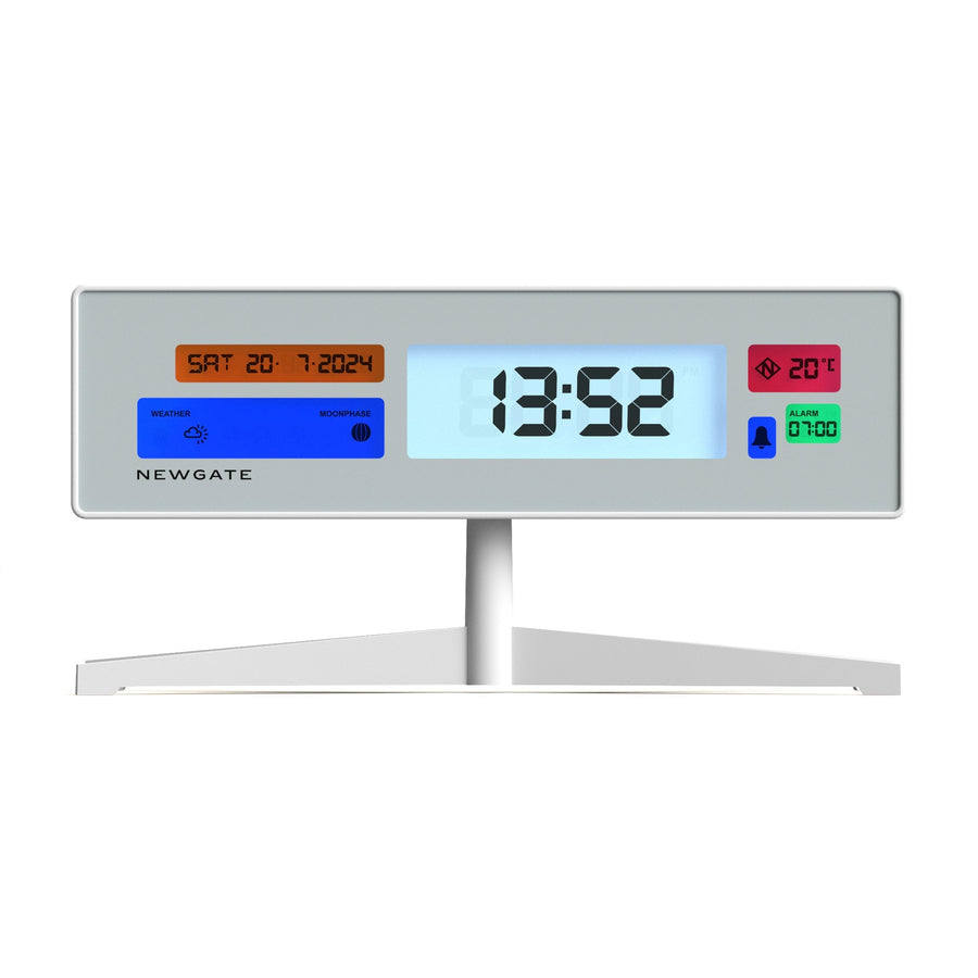 Newgate Supergenius Multifunction LCD Alarm Clock White 20cm NGLCD/SUPER2 1