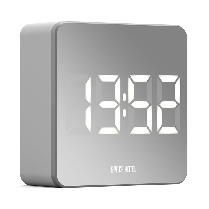 Space Hotel Orbatron Digital LED Alarm Clock Silver and White 10cm NGSH-ORB-W1-W 2