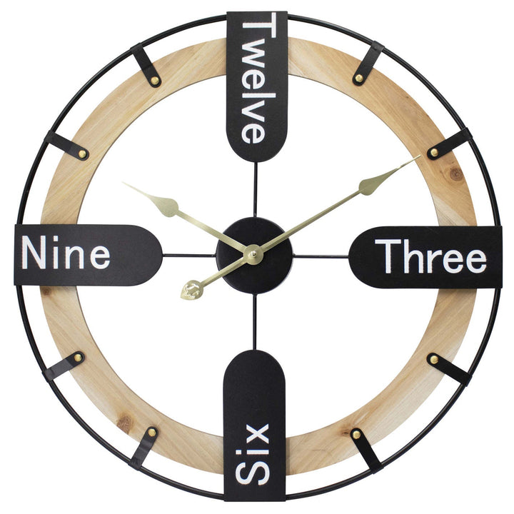 Toki Andrew Written Numbers Floating Wall Clock Black 60cm 23136 1