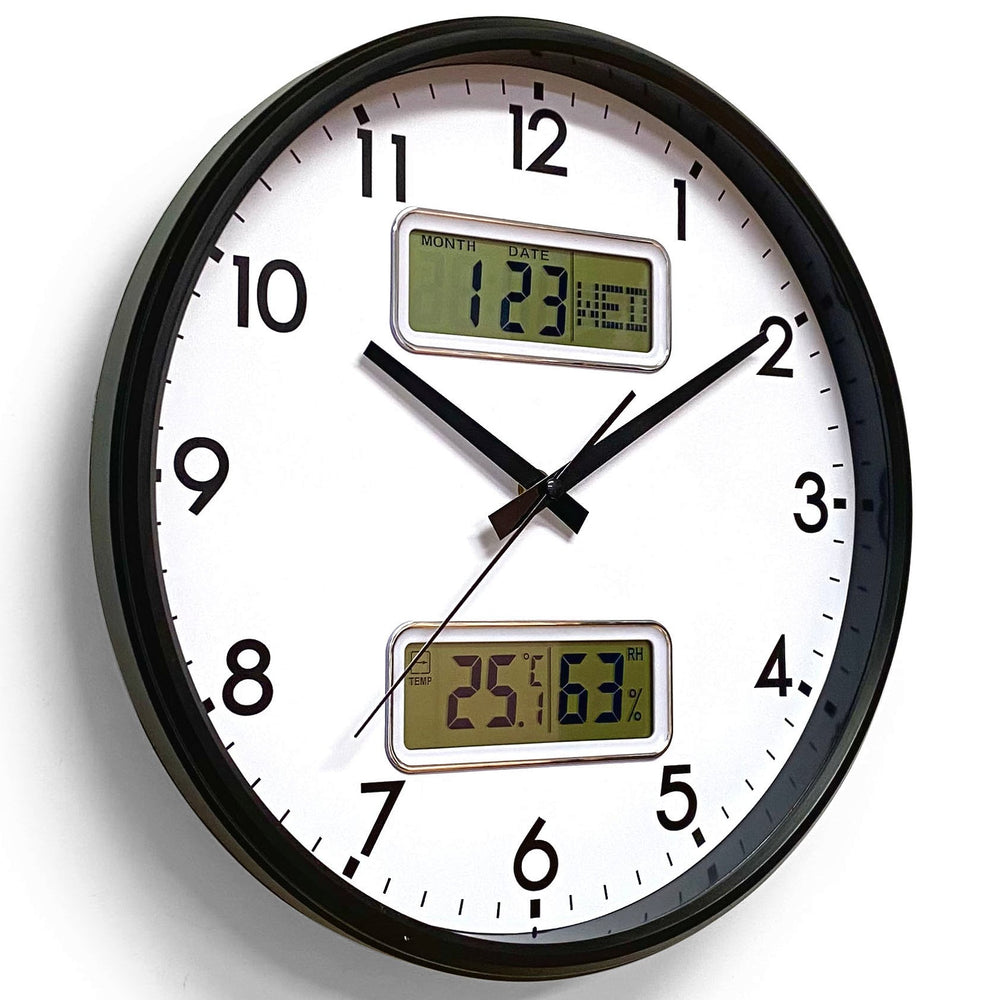 15'' AllSet Auto Daylight Saving Time 110-VAC Round Wall Clock (Black  Steel, Dial 04)