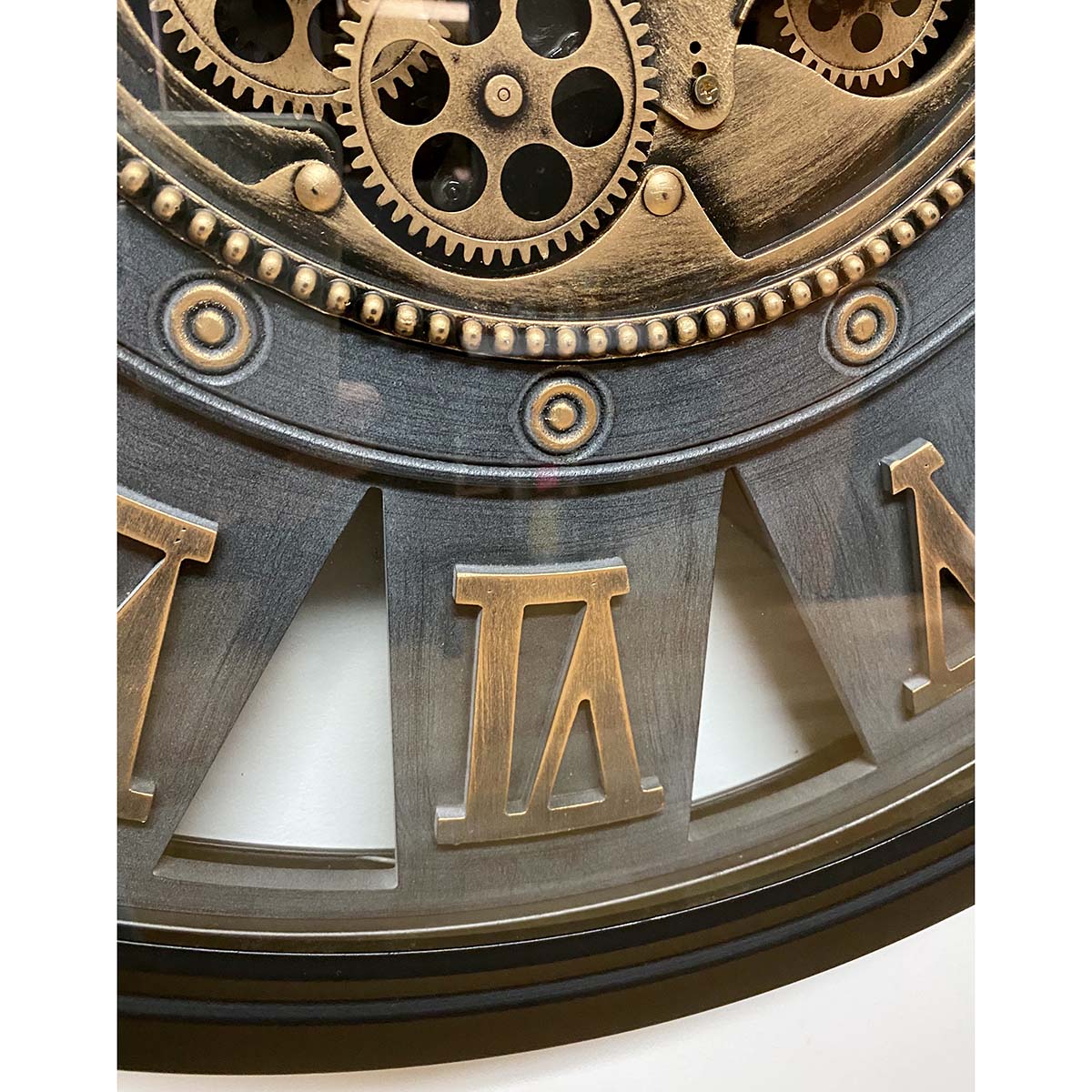 Cubilan Antique Brass Gold Moving Gear Modern Metal Wall Clock